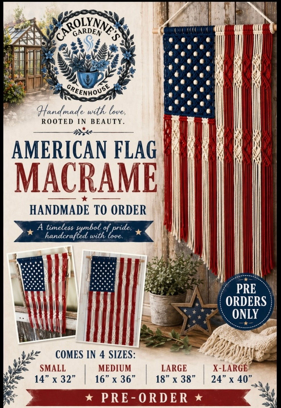 American Flag Macramé Wall Hanging