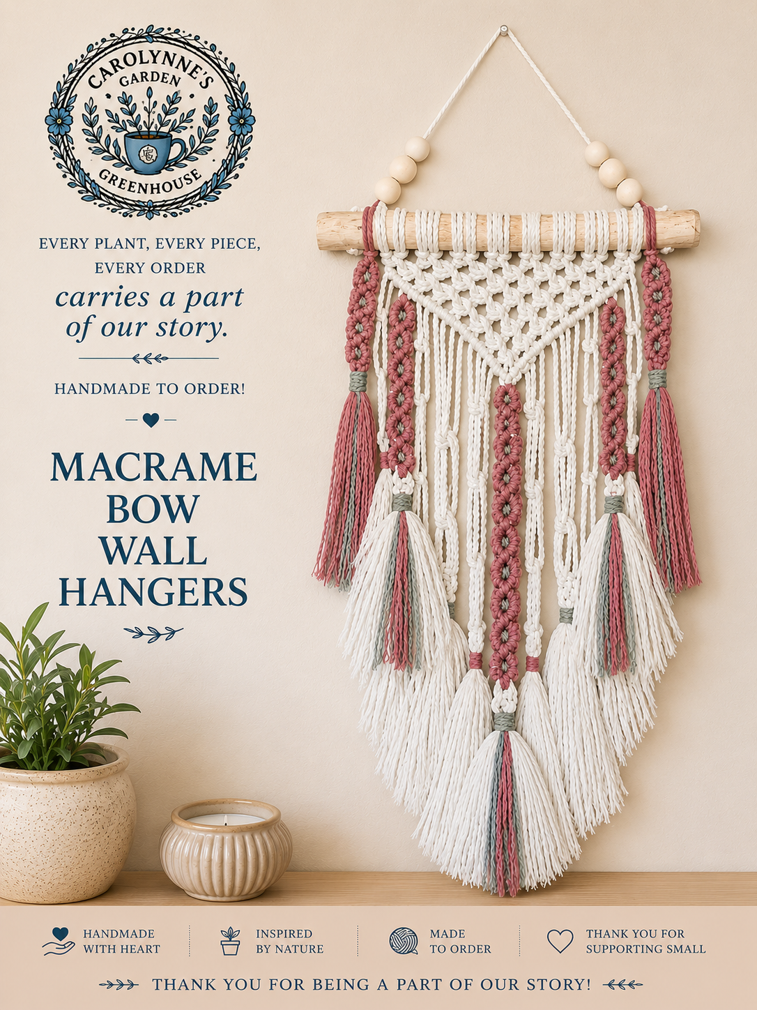 Macramé Bow Holder Wall Hanger